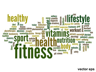 Vector conceptual fitness health word cloud
