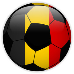 Obraz premium Belgium Flag with Soccer Ball Background