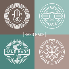 Vector hand made label in outline trendy style