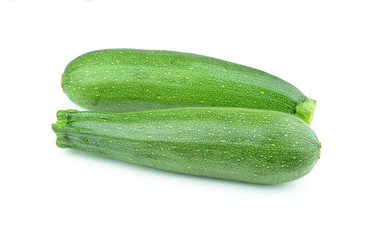 Pair of fresh green zucchini isolated on white background