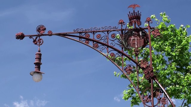 Modernist street lights at the Paseo de Gracia street.