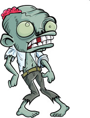 Cartoon zombie with a big head