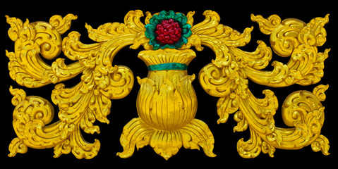 Isolates stucco art crafts of Thailand beautiful golden exotic