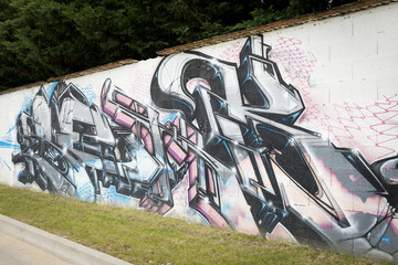 Mur de graffitis lettrage