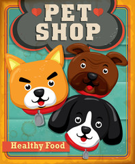 Vintage Pet shop poster design element