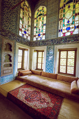 Fototapeta na wymiar Sofa in Topkapi palace harem