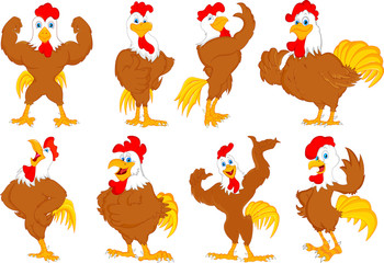 various rooster cartoon