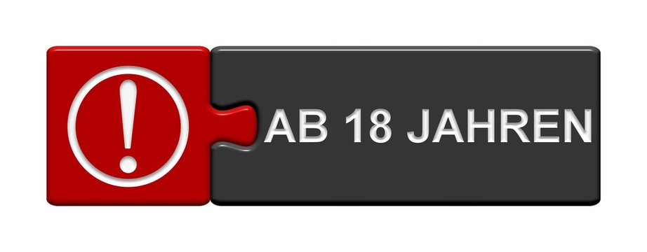 Puzzle-Button rot schwarz: Ab 18 Jahren