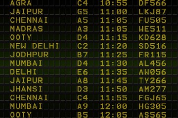 Fototapeta premium Black airport departures board for india
