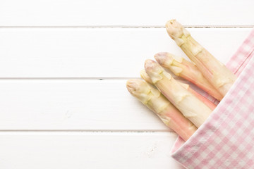 white asparagus on kitchen table