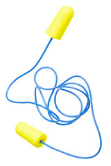 Yellow earplugs with blue band