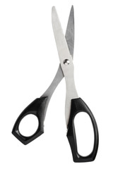 Modern scissors with plastic black handles