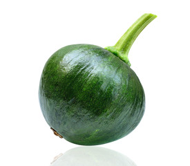 Green pumpkin on white background