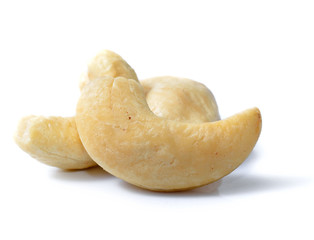 cashew nuts in isolated white background