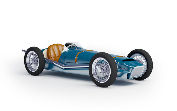 blue vintage racing car