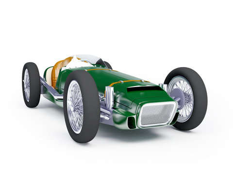 green vintage racing car