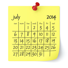 July 2014 - Calendar