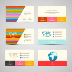 Vector Paper Business Cards Template Set on Grey Background
