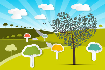 Vector Abstract Paper Landscape Nature Illustration