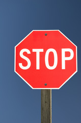 Stop Sign on Blue