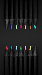 set of beautiful colored black pencils