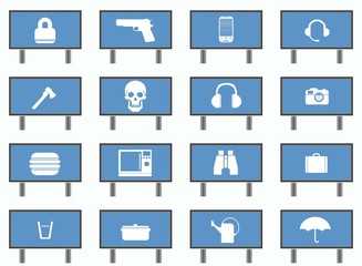 Symboles dans 16 panneaux d'affichages publicitaires