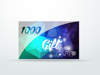 Blue glitter gift card with shine and price