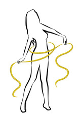Silhouette woman with yellow metre