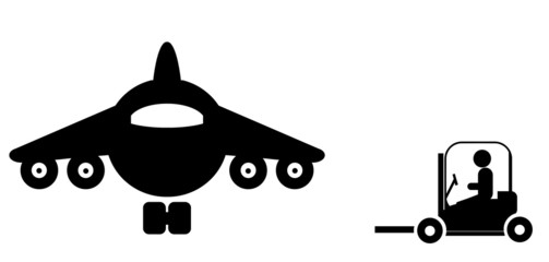 Monte-charges et un avion de ligne	