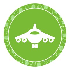 Avion de ligne dans un panneau vert