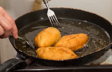 cakes fried in a pan