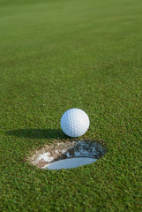 Golf Ball about to go in the hole