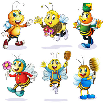 A group of happy bees