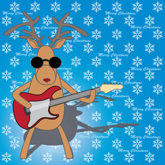 Christmas reindeer playing guitar
