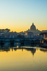 Fototapeta na wymiar View of Saint Peter's dome in Rome (Italy)