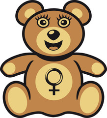 Frau Teddybär lachen Venussymbol