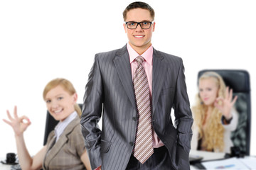 Happy smiling business team