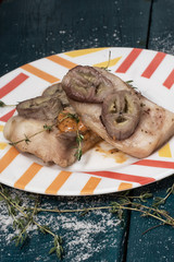 baked fish with banana and with sauce