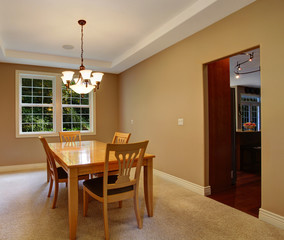 Beige dining room interior