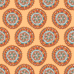round tribal patterns with flowers