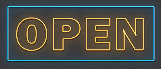 Illustration of neon effect to open text