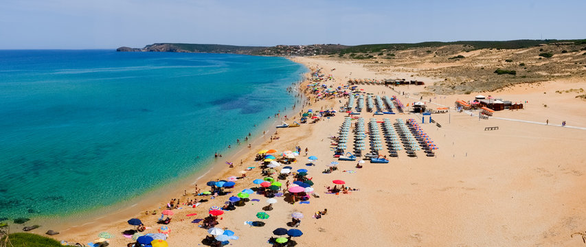 Crowded beach in Sardinia