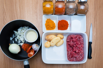Prep for spicy indian cuisine close up