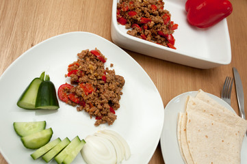 Bell pepper minced meat indian spicy cuisine