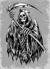 Hand Inked Grim Reaper Illustration - 67067739