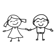 hand drawing cartoon character happy kids