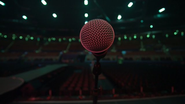 Microphone from the stage to empty auditorium before concert