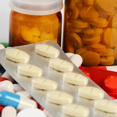 Tablets in packing. A medical background