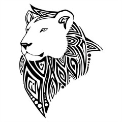Leo head tribal tattoo vector