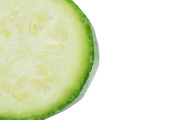 Zucchini. Sliced green courgette on white background